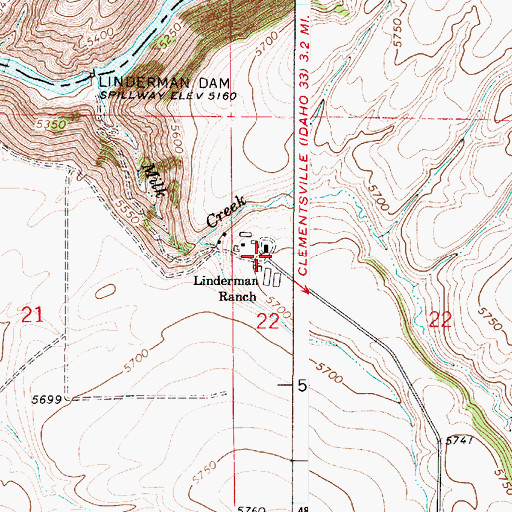 Topographic Map of Linderman Ranch, ID