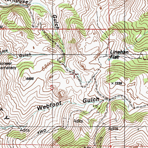 Topographic Map of Linehan Flat, ID
