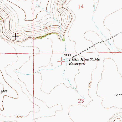 Topographic Map of Little Blue Table Reservoir, ID