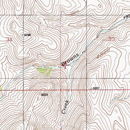 Topographic Map of Little Browns Creek, ID