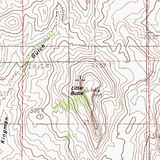 Topographic Map of Little Butte, ID
