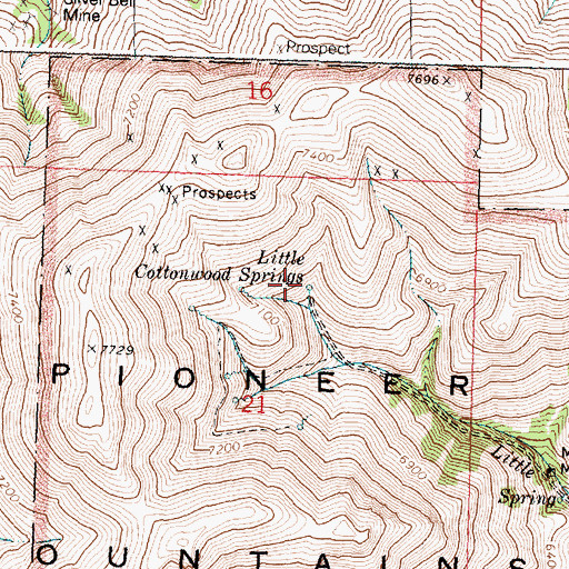 Topographic Map of Little Cottonwood Springs, ID