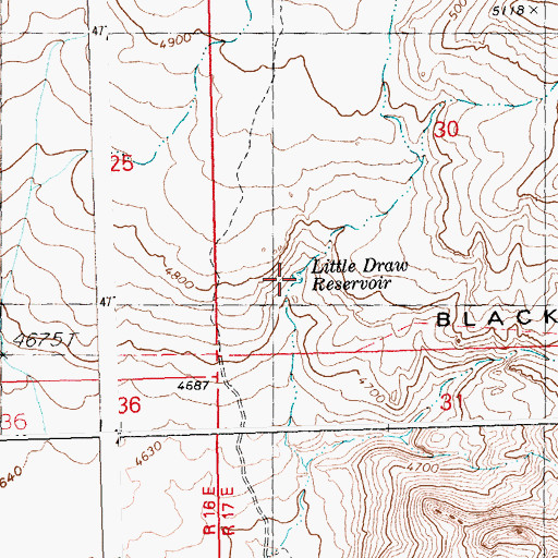 Topographic Map of Little Draw Reservoir, ID