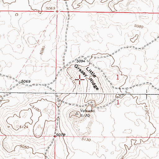 Topographic Map of Little Grassy Ridge, ID