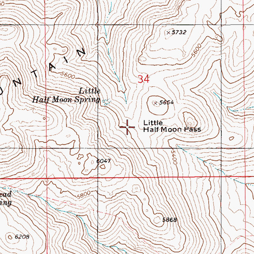 Topographic Map of Little Half Moon Pass, ID