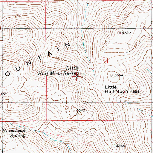 Topographic Map of Little Half Moon Spring, ID
