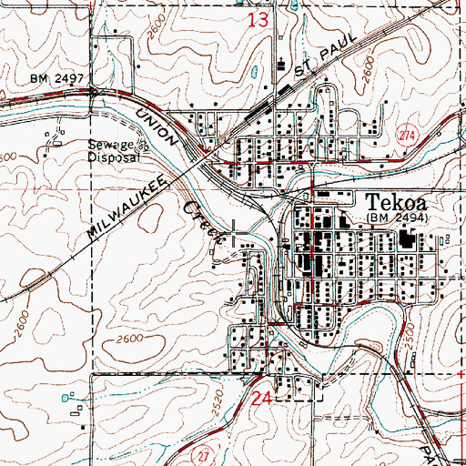 Topographic Map of Little Hangman Creek, WA