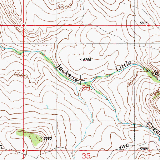 Topographic Map of Little Jackson Creek, ID
