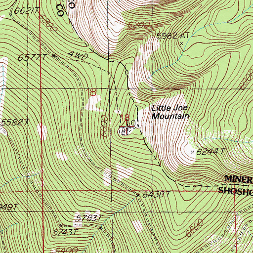 Topographic Map of Little Joe Mountain, ID