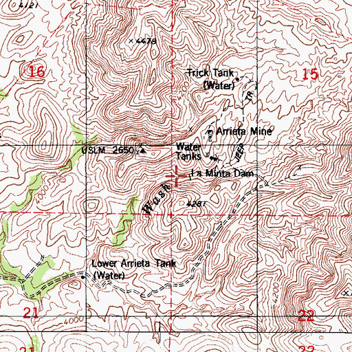 Topographic Map of La Minta Dam, AZ