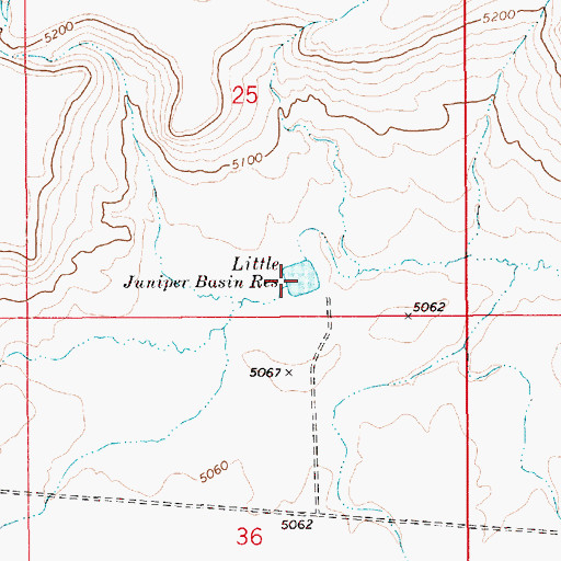 Topographic Map of Little Juniper Basin Reservoir, ID