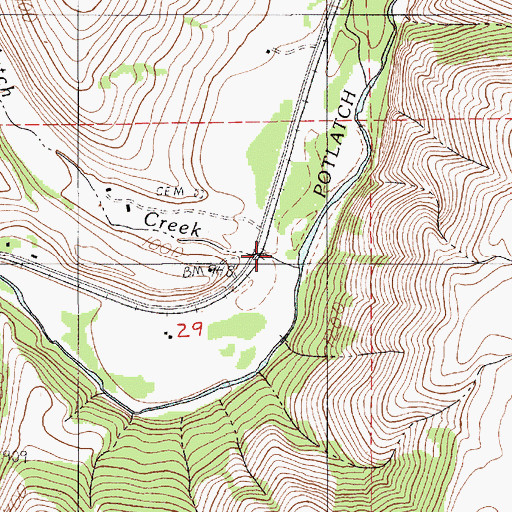 Topographic Map of Little Potlatch Creek, ID