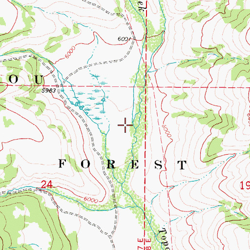 Topographic Map of Little Toponce Creek, ID