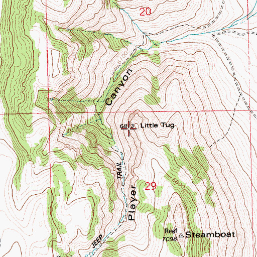 Topographic Map of Little Tug, ID