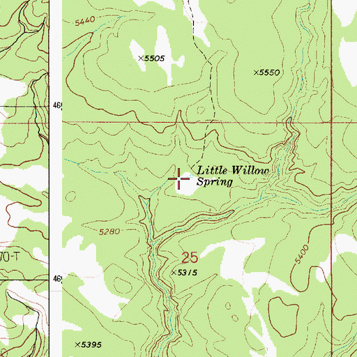 Topographic Map of Little Willow Spring, ID