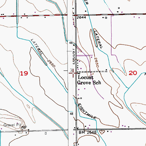 Topographic Map of Locust Grove School, ID