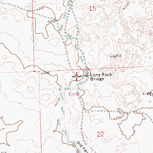 Topographic Map of Lone Rock Bridge, ID