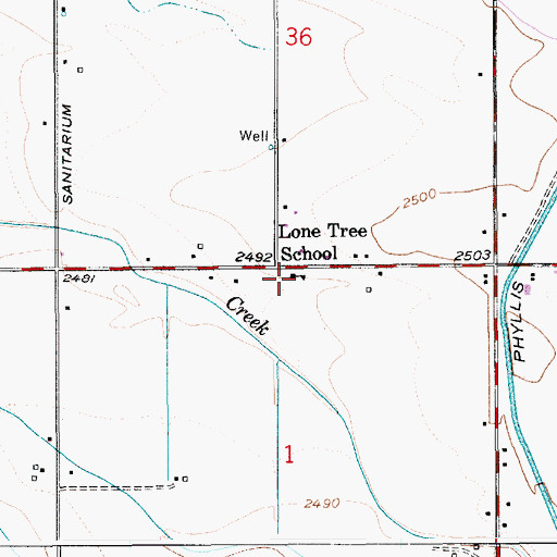 Topographic Map of Lone Tree School, ID