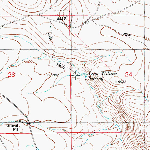 Topographic Map of Lone Willow Spring, ID