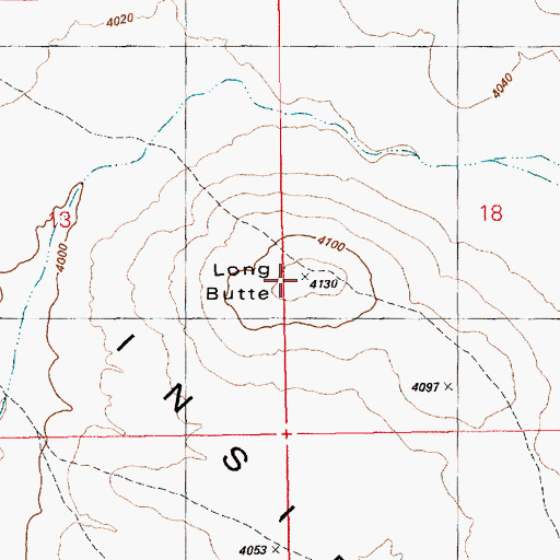 Topographic Map of Long Butte, ID