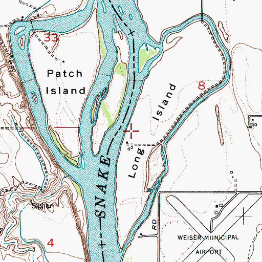 Topographic Map of Long Island, ID