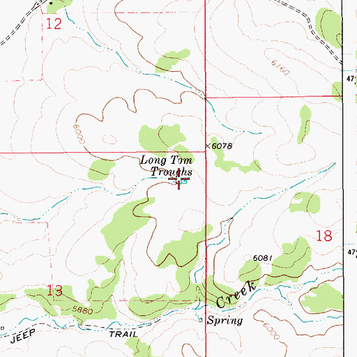 Topographic Map of Long Tom Troughs, ID