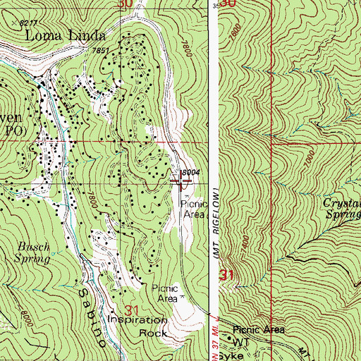 Topographic Map of Loma Linda Picnic Area, AZ