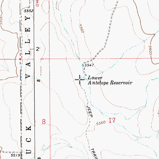 Topographic Map of Lower Antelope Reservoir, ID