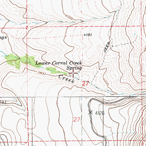 Topographic Map of Lower Corral Creek Spring, ID