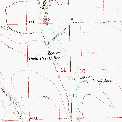 Topographic Map of Lower Deep Creek Reservoir, ID