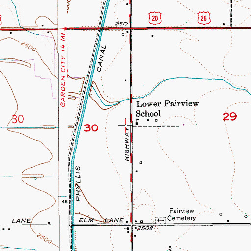 Topographic Map of Lower Fairview School, ID