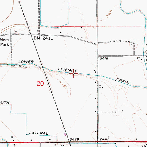 Topographic Map of Lower Fivemile Drain, ID