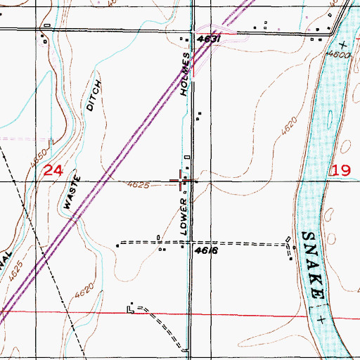 Topographic Map of Lower Holmes Canal, ID
