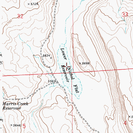 Topographic Map of Lower Nichol Flat Reservoir, ID