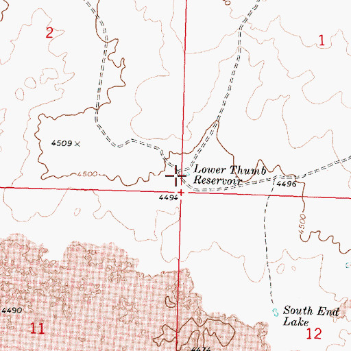 Topographic Map of Lower Thumb Reservoir, ID