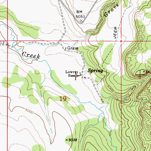 Topographic Map of Lowrey Ranch, ID
