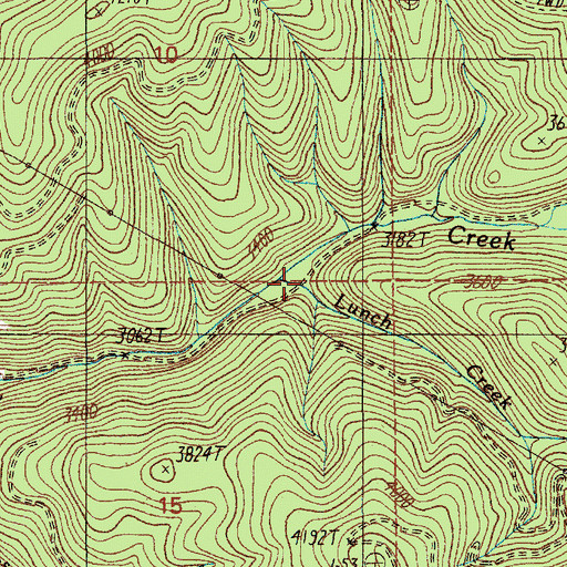 Topographic Map of Lunch Creek, ID
