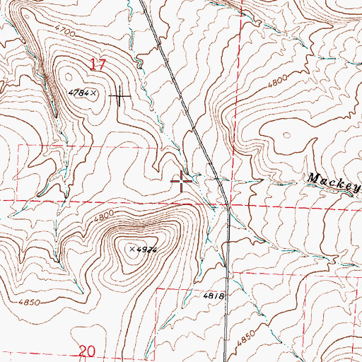 Topographic Map of Mackey Wash, ID
