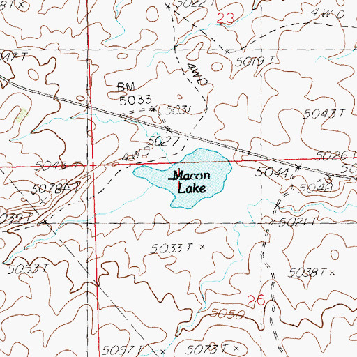 Topographic Map of Macon Lake, ID
