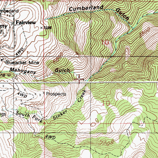 Topographic Map of Mahogany Gulch, ID