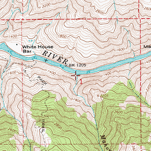 Topographic Map of Mahoney Creek, ID