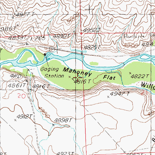 Topographic Map of Mahoney Flat, ID
