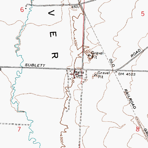 Topographic Map of Malta Cemetery, ID
