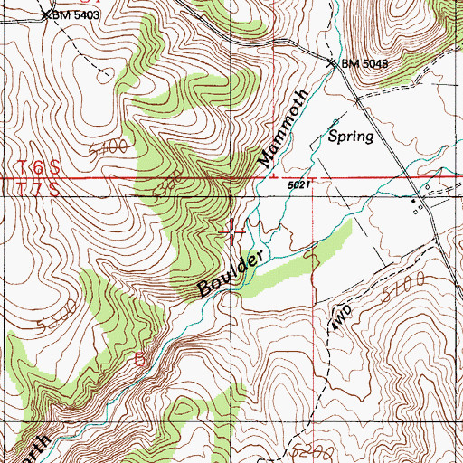 Topographic Map of Mammoth Creek, ID