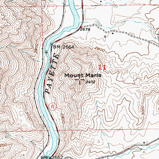 Topographic Map of Mount Maria, ID