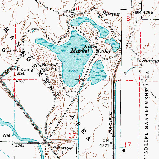 Topographic Map of Market Lake, ID
