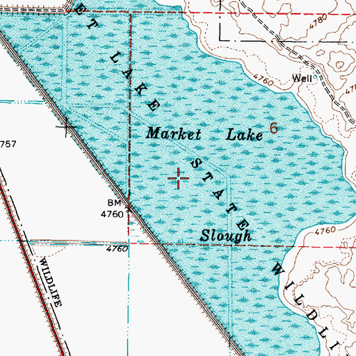 Topographic Map of Market Lake Slough, ID