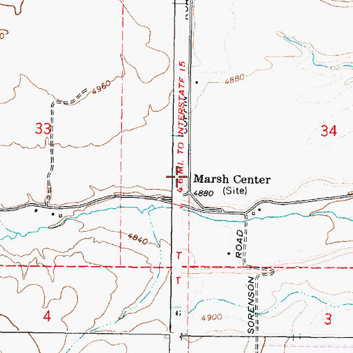Topographic Map of Marsh Center, ID