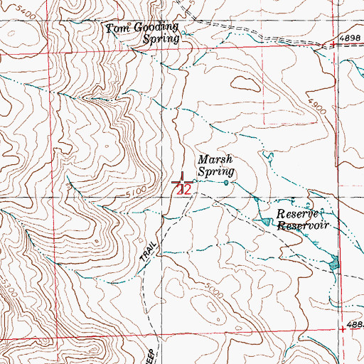 Topographic Map of Marsh Spring, ID