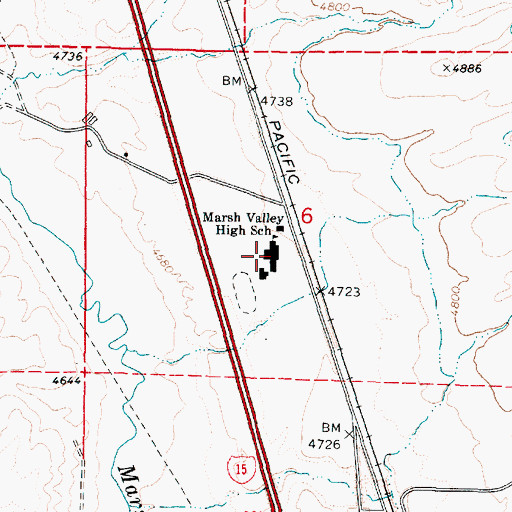 Topographic Map of MARSH VALLEY HIGH SCHOOL, ID
